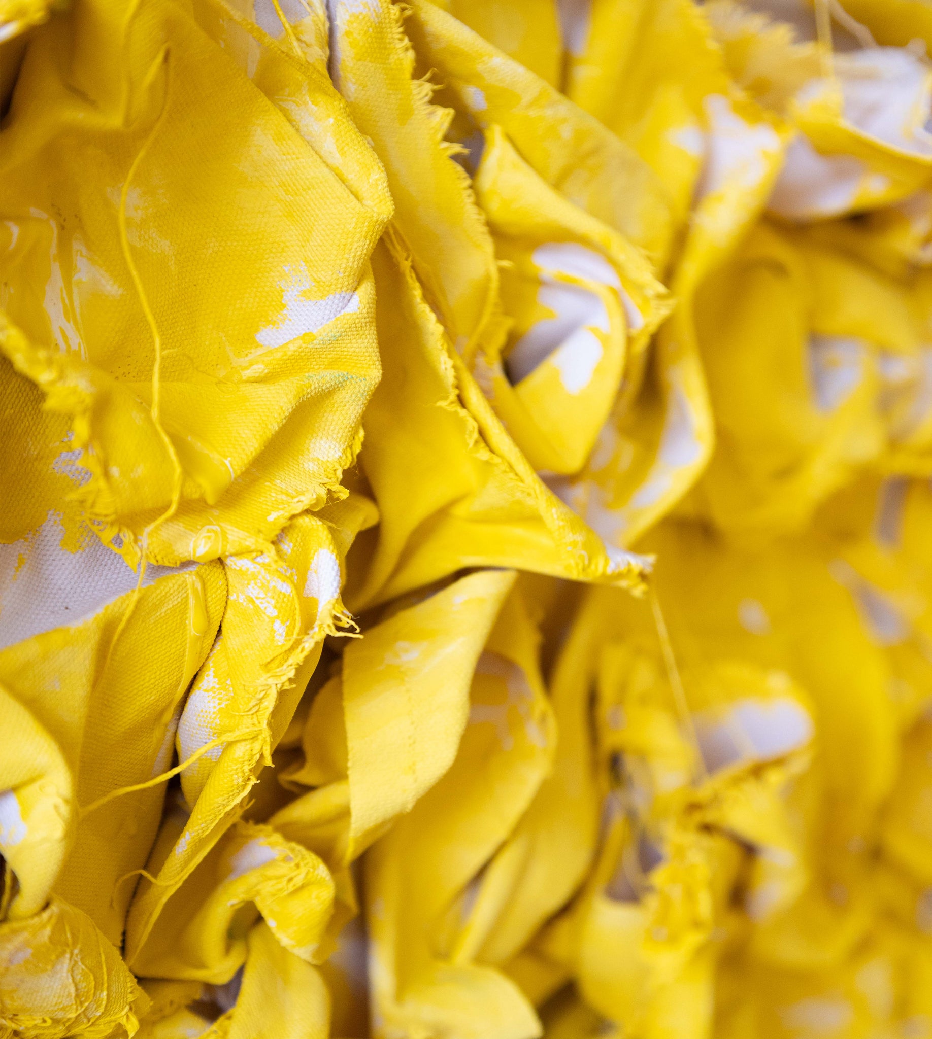 Minimalist abstract painting with organic yellow forms – YELLOW I by Marcela Cadena