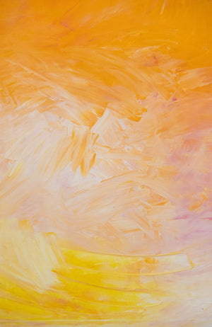 Contemporary painting MAGIC SUNSET evoking light and emotional warmth at dusk
