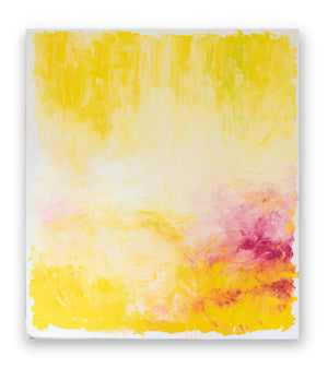APRIL by Marcela Cadena – Abstract painting in soft pink, ivory, and yellow hues
