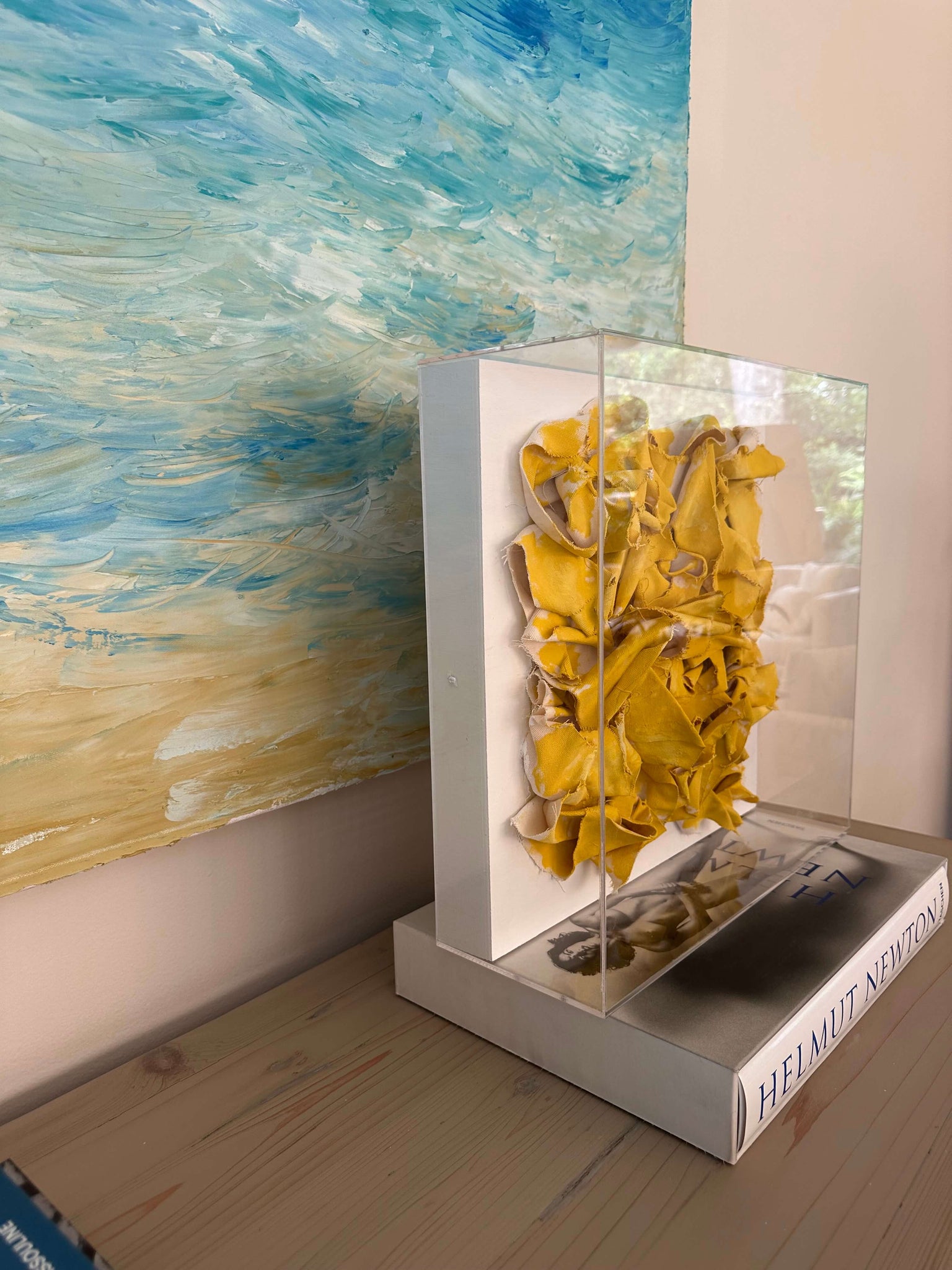 Framed display of MINI YELLOW – Limited edition art print with modern minimalist style